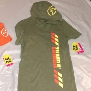 Men's Small Suave Zumba army green hoodie shirt